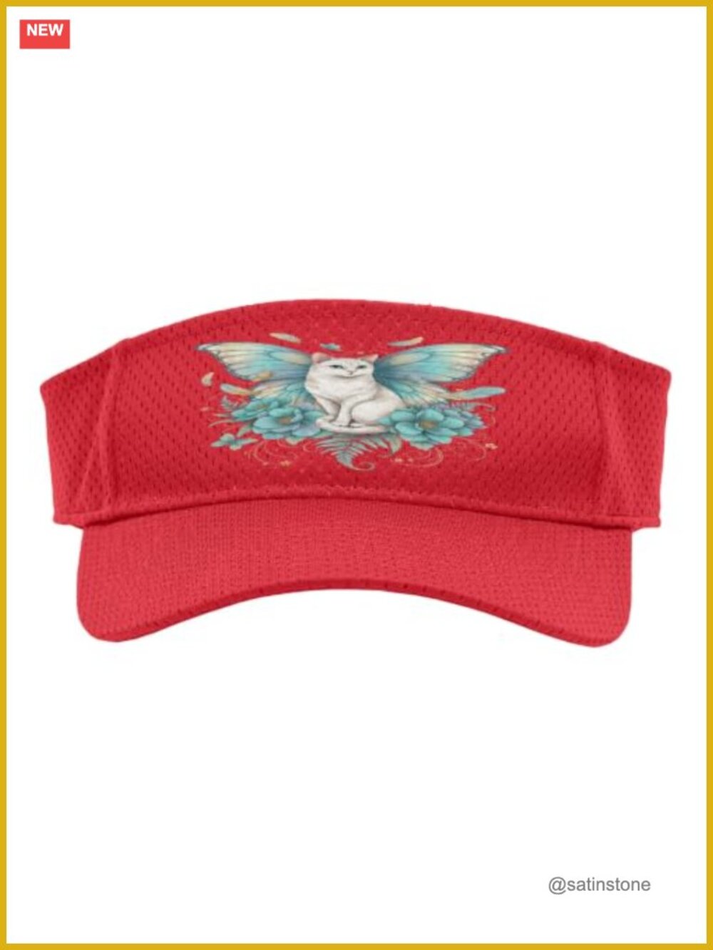 Polyester Mesh Sport Sun Visor Adjustable Hook and Loop Fantasy Fairy Cat Design